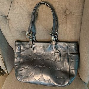 Coach Gunmetal Gray Leather Shoulder Bag